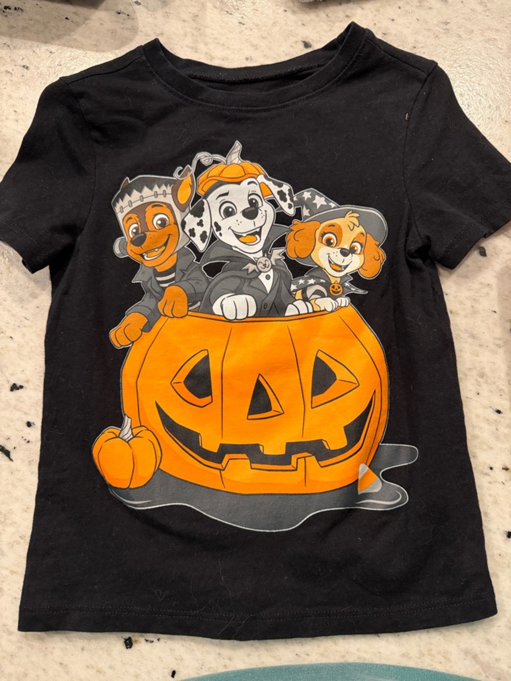 Paw Patrol Black Tee with Orange Pumpkin and Grey Accents